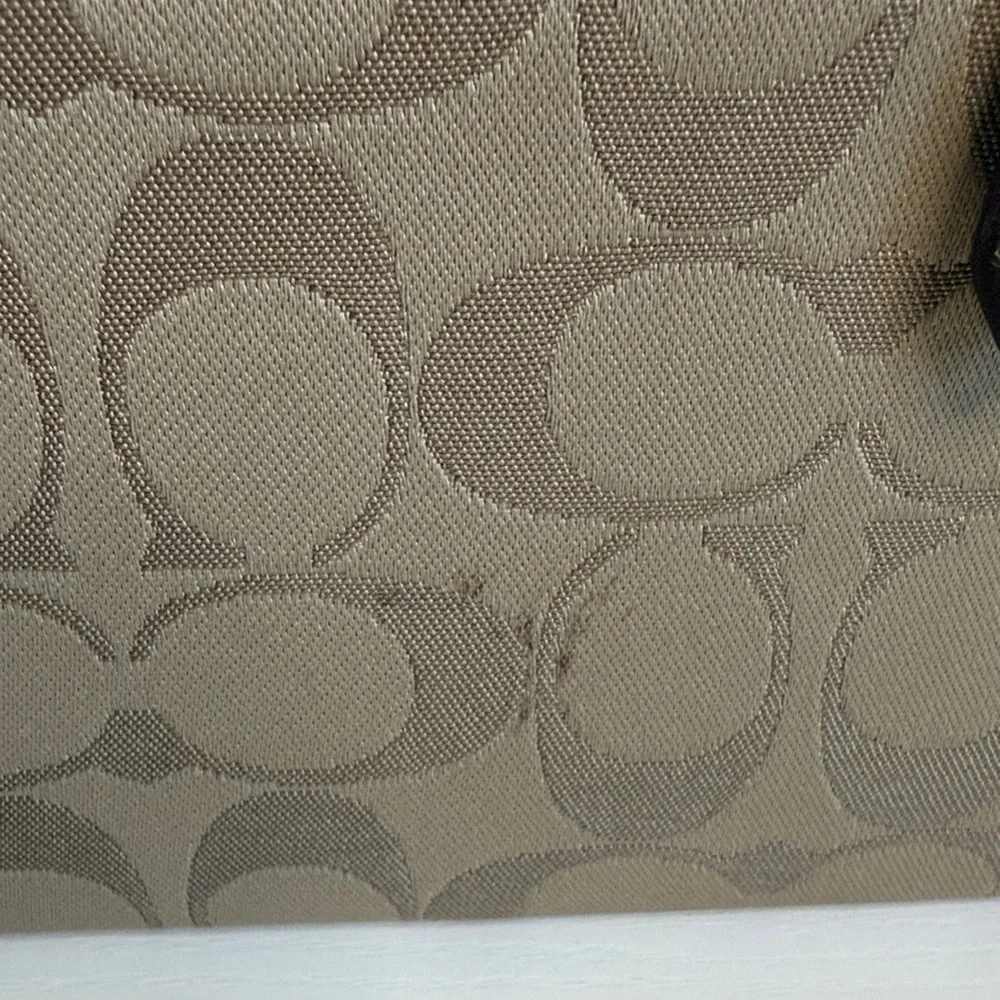 Coach Ashley signature Sateen Checkbook Wallet in khaki and brown